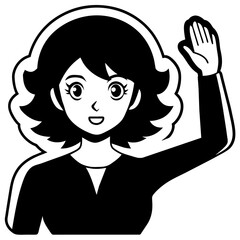 Girl waving hand vector illustration
