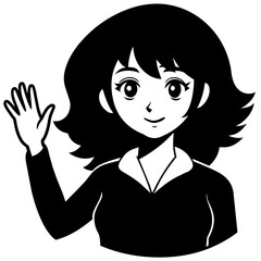 Girl waving hand vector illustration
