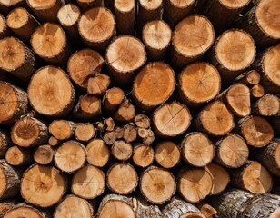 Wooden Logs Piled Up: Pattern of Growth Rings and Texture, Generative AI