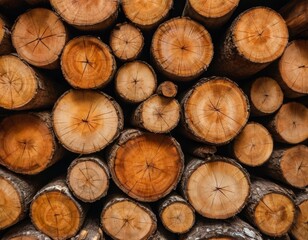 Wooden Logs Piled Up: Pattern of Growth Rings and Texture, Generative AI