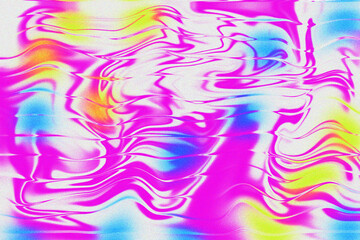 Colorful abstract painting with pink, green, white and blue wave.