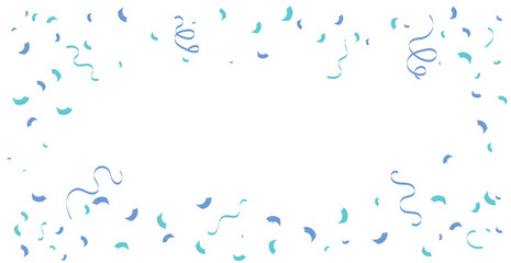 Many Falling Blue Tiny Confetti On White Background. Vector Illustration. Wallpaper. Happy Birthday