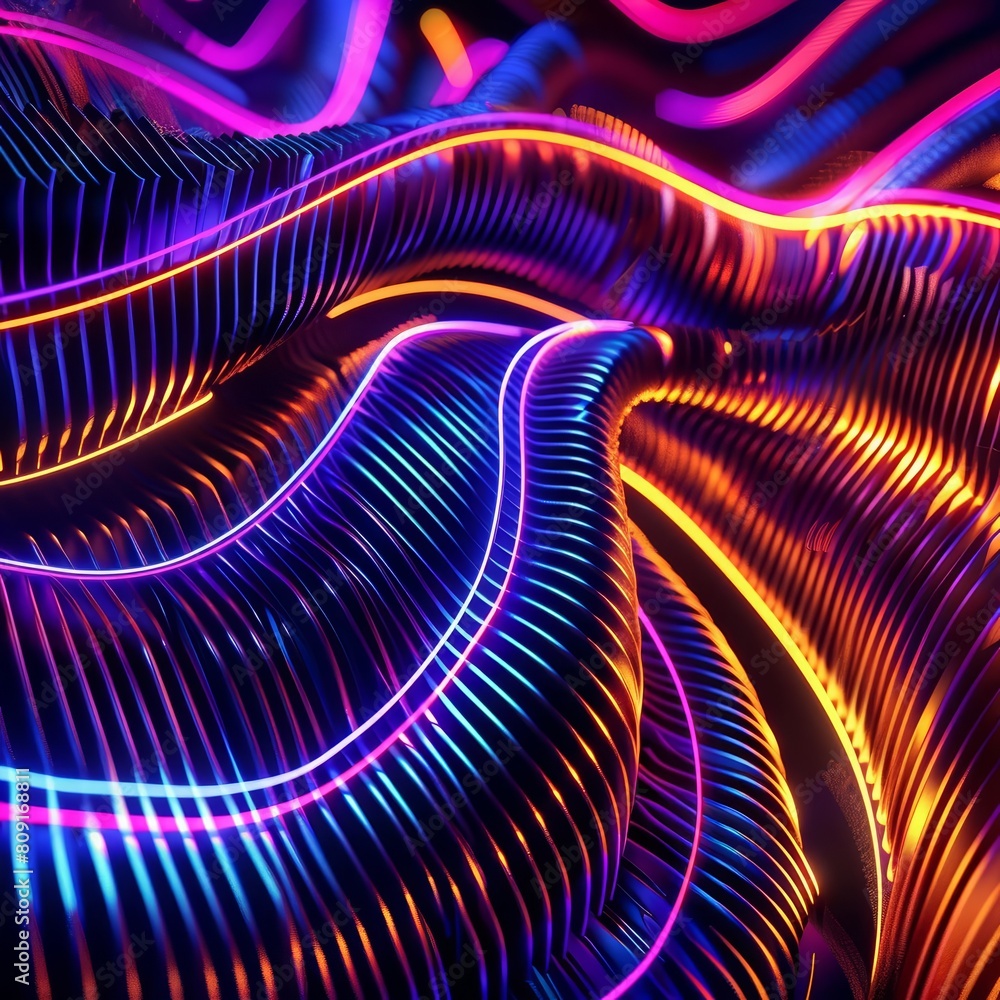 Poster the background of the 3d abstract background pulses with colorful glowing lines forming dynamic shap