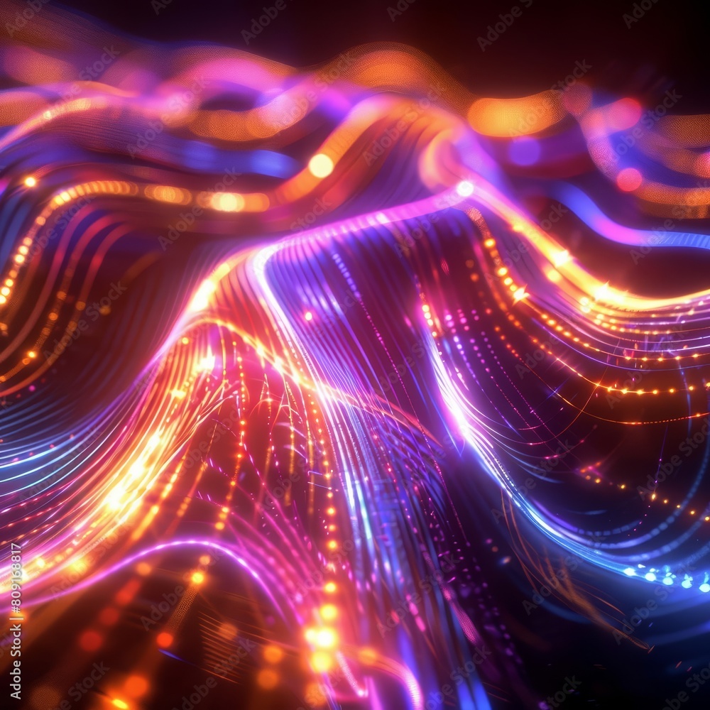 Poster the background of the 3d abstract background pulses with colorful glowing lines forming dynamic shap