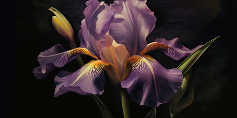 Dark plant floral iris flowers decoration background scene