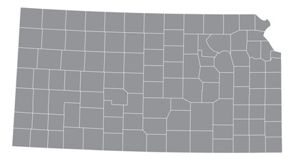 Map of the US states with districts. Map of the U.S. state of Kansas