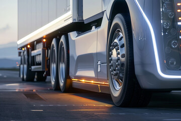 Autonomous semi-truck with a trailer, controlled by artificial intelligence 