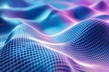 This luxury abstract background features smooth shapes and a palette of cyan blue and purple grids, Sharpen 3d rendering background