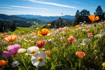 Vibrant wildflowers in a mountain meadow