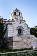 Chapel in the courtyard of the Orthodox Cathedral of St. Nicholas (Cathedrale Orthove Saint-Nicolas de Nice). French Riviera, Cote d'Azur, Nice, France.