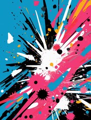 Vibrant abstract paint splatter explosion