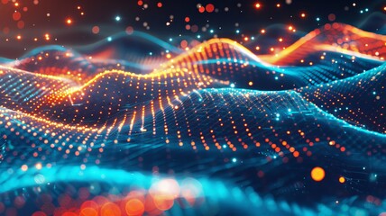 Fototapeta premium abstract space particles floating through a galaxy far away with bright light in center. beautiful mesh background