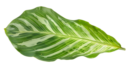 A large Canna leaf with its characteristic smooth texture, isolated on transparent background