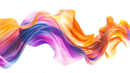 3D Abstract Spiral Brush Stroke, Trendy colorful paint splash, liquid ribbon, we've in motion isolated on a transparent background