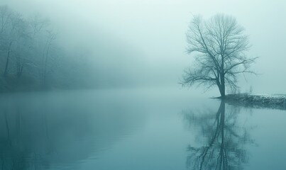 Fog by the lake