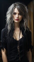 Fototapeta premium Mysterious woman with dark and light hair