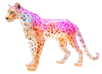 Fototapeta premium PNG Cheetah iridescent wildlife leopard animal.