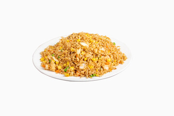 Asian or chinese fried rice on a green background