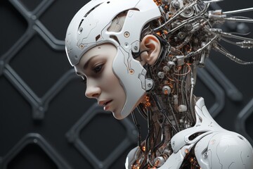 Fototapeta premium futuristic robot woman with advanced cybernetic technology