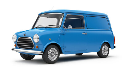 3d blue Minivan isolated on a transparent background