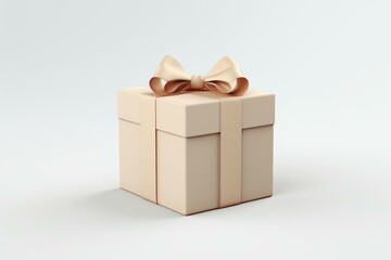 Simple yet elegant gift box tied with a satin ribbon on a white background