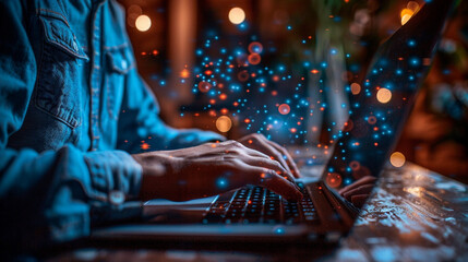 A man works at a computer. Information Technology. Internet of Things.