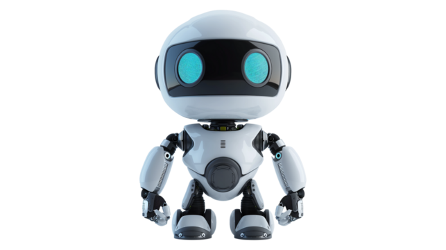 3D Robot chatbot isolated on a transparent background