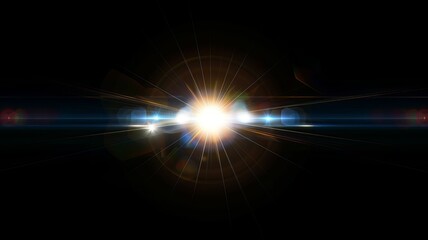 photographic Sunflare, isolated on solid black background to overlay in photoshop
