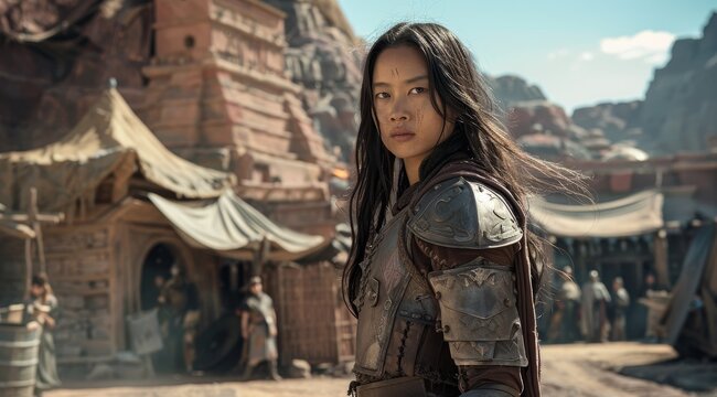 female warrior in fantasy setting - Powered by Adobe