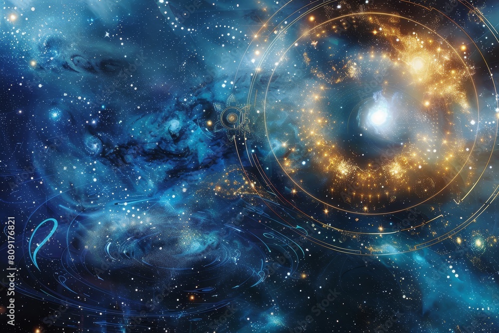 Poster a vast expanse filled with twinkling stars and cosmic patterns, a celestial theme with cosmic patter