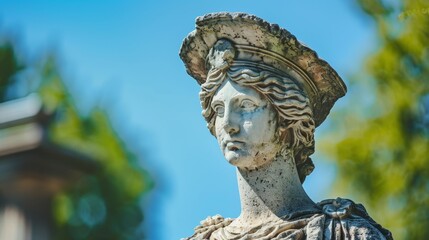 ancient roman statue in garden
