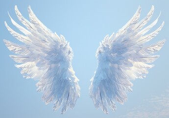 Ethereal angel wings against a clear sky