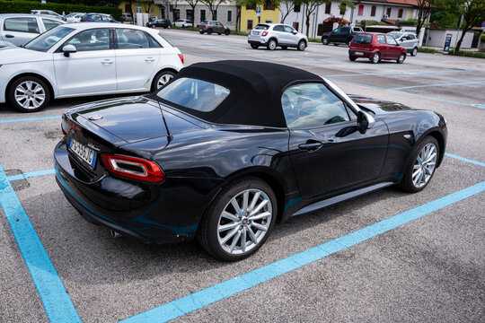 Udine, Italy_May 5_2024. The Fiat 124 Spider is a passenger car, presented by the FIAT car manufacturer at the Los Angeles motor show on 18 November 2015