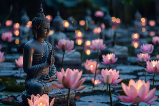 Buddha Purnima and Vesak day concept, Buddha statue