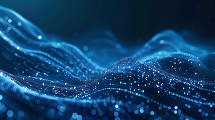 Mesh or net with lines and geometric shapes detail ,Abstract background with glowing particles, wave lines and bokeh