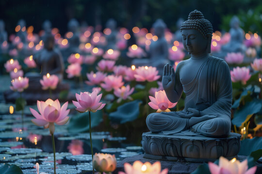 Buddha Purnima and Vesak day concept, Buddha statue