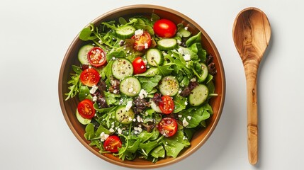 Fresh green salad with vegetables