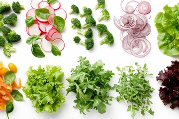 Assortment of fresh vegetables and greens