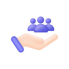 3D Customer care icon. , Social help, retention client or support service concept. Good feedback and team narrow control. Trendy and modern vector in 3D style