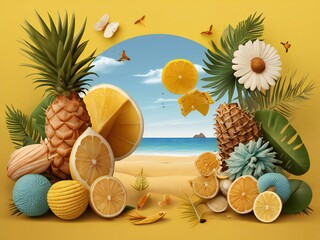 Summer banner design on background.