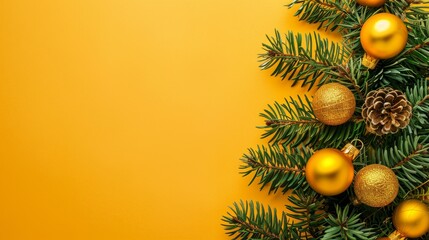 festive christmas tree with golden ornaments