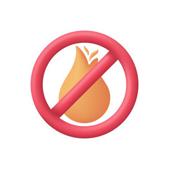 3D No open flame sign. Fire prohibition sign. Trendy and modern vector in 3D style