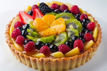 Delicious fruit tart with assorted berries and citrus