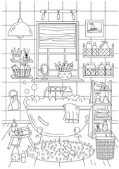 Coloring Page, Bathroom, Book, Adult And Children'S Coloring Book, All Describe My Image