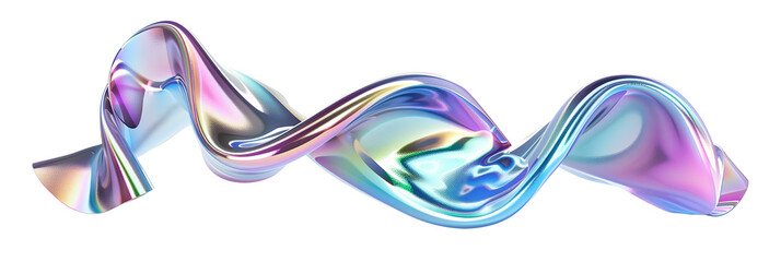 Obraz premium 3D iridescent glass ribbon shape, twisting gracefully, isolated on transparent background
