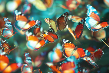 A bunch of butterflies are flying in the air - Powered by Adobe