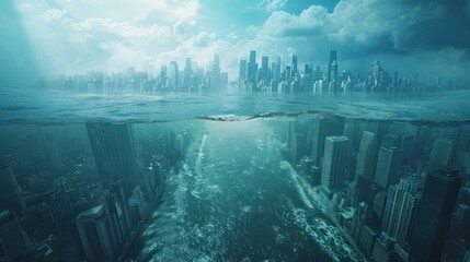 Fototapeta premium A photo of a flooded city.
