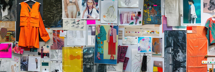 Fashion Stylist's Wall: Featuring fashion mood boards, fabric swatches, and magazine clippings of style inspirations.