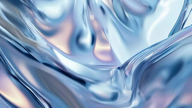 Liquid abstract Silver metall. Fluid blue silver animated background with ripples and waves . Silver luxury liquid mirror in motion.