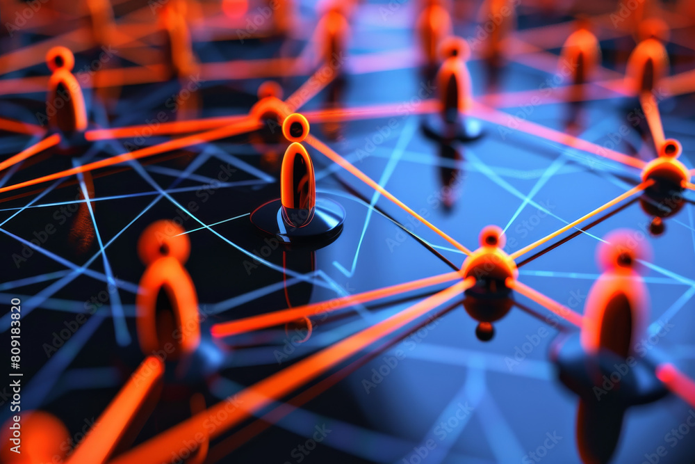 Poster a computer generated image of a network of people